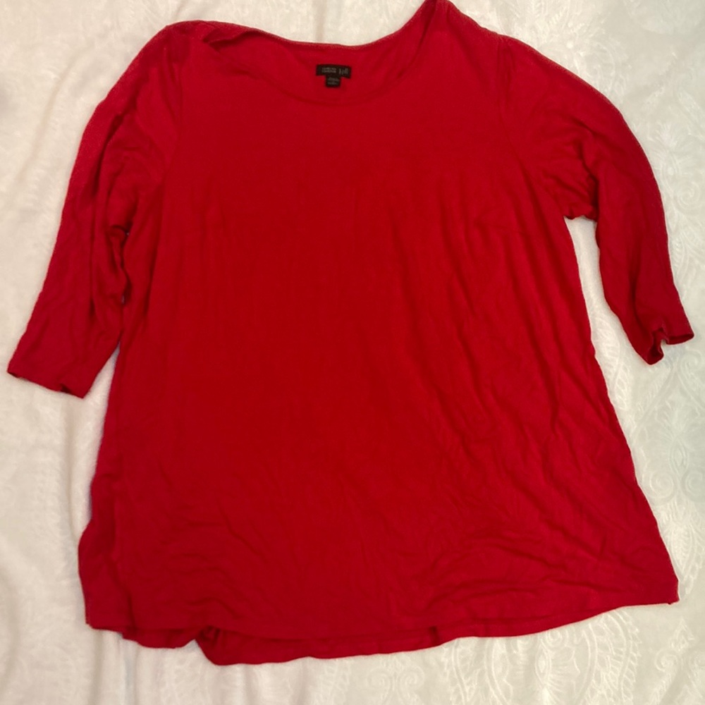 J. Jill 1X Pleated Back Red Tunic 3/4 Sleeve